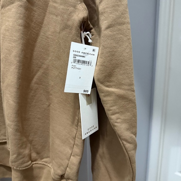 Good American Tan Crew Neck Sweater Boyfriend Oversized Size 3 Large - Picture 4 of 8
